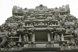 and down the street, a Hindu temple